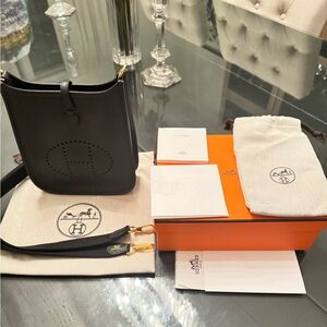 Hermes BRAND NEW /  Hermès Evelyne TPM / Black 16cm AMAZONE / Clemence